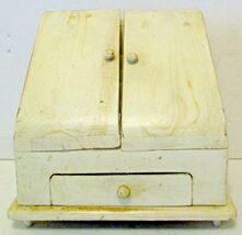 Antique Handmade White Slanted Wooden Two Door One Drawer Stationery Cab... - $222.75