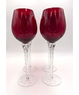 Set of 4  Elegant 9 1/2” Tall Crystal Ruby Red Wine Glass  with Clear Tw... - $1,548.46 MXN
