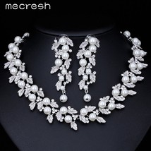 Mecresh Simulated Pearl Bridal Jewelry Sets  Gold-Color Necklace Set Wedding Jew - £29.88 GBP