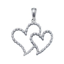Diamond Double Heart Pendant 1/6ctw 10kt White Gold - £134.53 GBP