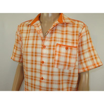 Men 2pc Walking Leisure Suit Short Sleeves DREAMS Checker 282-18 Orange image 4