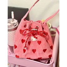 Broidery love pull belt pink handbag shoulder crossbody mini bucket bag school backpack thumb200