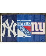 New York Yankees Rangers Giants Flag 3x5 ft Sports Blue Banner Man-Cave Garage - $15.99