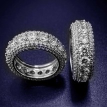 Uomo Matrimonio Eternity Pinky Anello Fede Diamanti Finti 14K White Placcato Oro - £85.57 GBP+