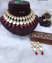 Joharibazar Kundan Long Necklace Latest High Quality Islamic Bridal Jewelry Setn - £71.92 GBP