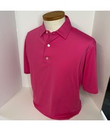 Men&#39;s Footjoy Short Sleeve Hot Pink Striped Polo Golf Shirt Size Medium FJ - $32.11 CAD