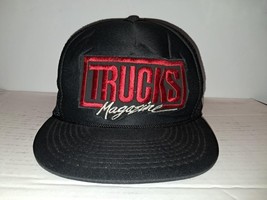 Vintage Trucks Magazine Trucker Black Red Mesh Foam Cap Hat Patch Nissin - £20.36 GBP