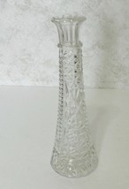 Anchor Hocking Stars and Bars Pattern Clear Bud Vase 9 Inches Scalloped Top - £11.84 GBP