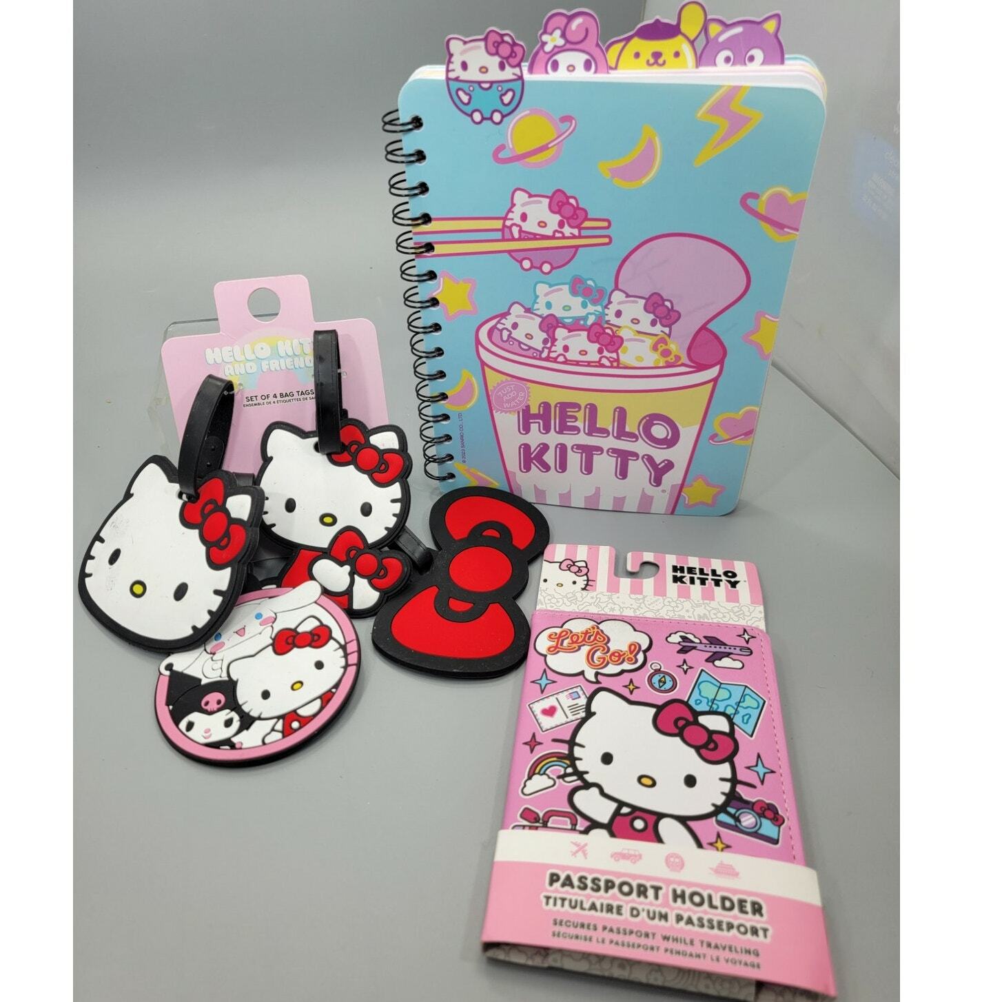 Hello Kitty Lot Passport Holder Pink Luggage Suitcase Bag Tags Tag &amp; Jou... - $30.82