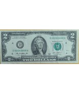 US$2 Fancy Serial Number 2013 TRINAY Low Number  D 00060668 A - $27.60 CAD