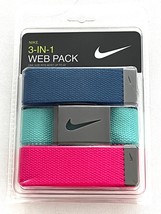 Nike 3 in 1 Web Pack Golf Belts Pink / Blue / Green - £70.37 GBP