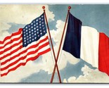 Patriottico Incrociati Bandiere Di USA America E Francia Unp DB Cartolin... - $4.04