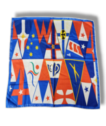 Vintage Louis Vuitton Cup 2000 Silk Scarf Hand Rolled 21&quot; x 22&quot; Red Blue... - £139.64 GBP