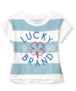 Lucky Brand Girls&#39; Short Sleeve Stripe Tee Shirt Sz M Stone Blue NWT - $163.54 MXN