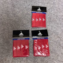 Adidas Mens Arm Band Bicep Pack of 12 Red White Sports Logo Gym Sweatban... - $18.98