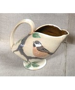 Adam Spector Art Pottery Uniquely Shaped Pitcher Hand Painted Bird On Br... - £43.61 GBP