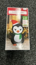 Holiday Time Christmas Penguin Santa Hat Bow Tie  3.5&quot; Tall Airblown  In... - £31.84 GBP