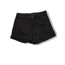 KanCan High Rise Distressed Denim Rolled Hem Black Jean Shorts - Size 3/25 - £14.84 GBP