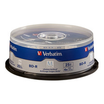 Verbatim 98909 25PK BDR 4X 25GB M DISC WITH BRANDED SURFACE JEWEL CASE - $130.59