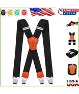 Heavy Duty Black X-Style Suspenders with Strong Clips for Big &amp; Tall Men - $664.49 MXN