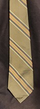 Neck Tie-Vtg Olive green,orange diagonal stripes 4&quot;W 53&quot;L Self-tie PET RESCUE - £7.16 GBP
