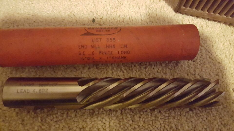 Vintage Brubaker End Mill 1 dia x 1 Shank x 6 1/2 OAL  # L-SSTL32-6-6  6... - $37.99