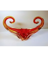 1950s Murano Orange/Red Bowl Italy MCM Glass Rare Amberina Sommerso free... - $373.69 CAD