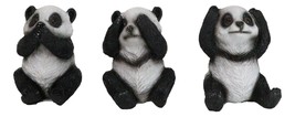 Set Of 3 See Hear Speak No Evil Whimsical Giant Panda Bears Mini Figurines - $18.99