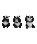 Set Of 3 See Hear Speak No Evil Whimsical Giant Panda Bears Mini Figurines - $25.96 CAD