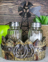 Rustic Country Farm Windmill Outpost With Horseshoes Salt And Pepper Sha... - £22.11 GBP