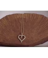10k Yellow Gold .25ct Diamond Heart Pendant 18&quot; Necklace Vintage Antique... - £210.33 GBP