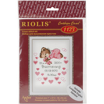 RIOLIS Counted Cross Stitch Kit 7&quot;X9.5&quot; Girls Birth Announcement (14 Count) - £13.99 GBP