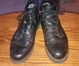 Black Leather Boots 11.5 Vibrum Soles Unbranded Classic Look Work Biker - $14.99