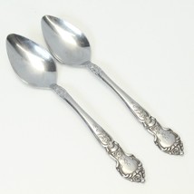 National Stainless Rose &amp; Leaf Oval Soup Spoon 7 1/2&quot; Lot of 2 - $12.73