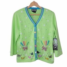 NWT Vintage Berek | Green Golf Club Cardigan Sweater, womens size medium - £68.04 GBP
