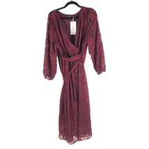 Bloomchic Womens Maxi Dress Faux Wrap Floral Lace Long Sleeve Red 18-20 - £19.21 GBP