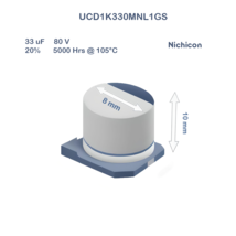 10Pcs UCD1K330MNL1GS Nichicon 33uF 80V 8x10 Aluminum Electrolytic Capacitor SMD - £4.09 GBP