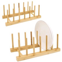 2-Piece Vertical Wooden Plate Rack, Dish Rack, Pot Lid Rack, Kitchen Sto... - £19.60 GBP
