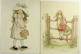 Original Art 2PC Acrylic on Cardstock HOLLY HOBBIE Farm Girl Pastel Nursery Room - £47.94 GBP