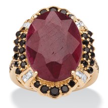 14K Gold Over Sterling Silver Ruby And Black Spinel Ring Size 6 7 8 9 - £196.13 GBP