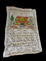 Vintage Tea Towel 1986 Calendar Linen Retro Kitchen House Bless This Home - £20.67 GBP