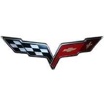 C6 Corvette Crossed flag Wall Emblem Large Metal Art 05-13 Full 32&quot; by 12&quot; - £58.97 GBP