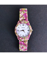 Vintage Strada Japan Movement Purple Floral Band Analog Ladies Watch, Ba... - $473.21 MXN