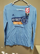 New Adidas MLS New York FC Baby Blue Long Sleeve Shirt Ladies Sz Small B375W - $14.25