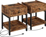 Nightstand, Set Of 2 Bedside Table With Charging Station, Small End Tabl... - $244.99