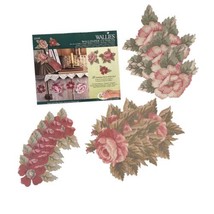 Antique Rose 23 WALLIES Pre-Pasted Wallpaper Cut Outs Decals NEW Pink Roses - £11.60 GBP