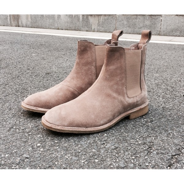 High Ankle Men Cream Color Chelsea Jumper Slip On Genuine Leather Boot US 7-16