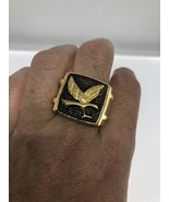 Vintage Golden US Eagle Ring Stainless Steel Size 9 - £31.73 GBP