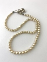 Vintage Mini White Faux Pearl Choker Necklace, 15&quot; - £6.71 GBP
