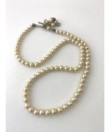 Vintage Mini White Faux Pearl Choker Necklace, 15&quot; - £6.72 GBP